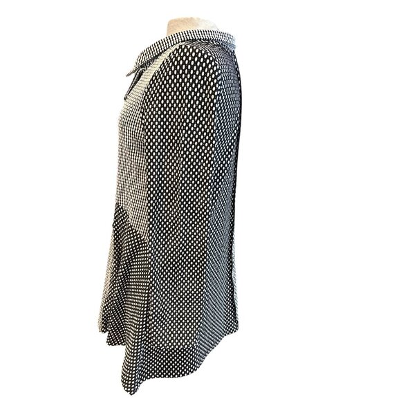 Moonlight Asymmetrical Long Sleeve Polka Dot & Gingham Tunic Top With Red Accent - Picture 2 of 7